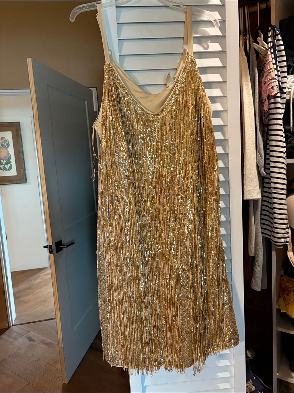 torrid Gold Sequin Fringe Slip Dress